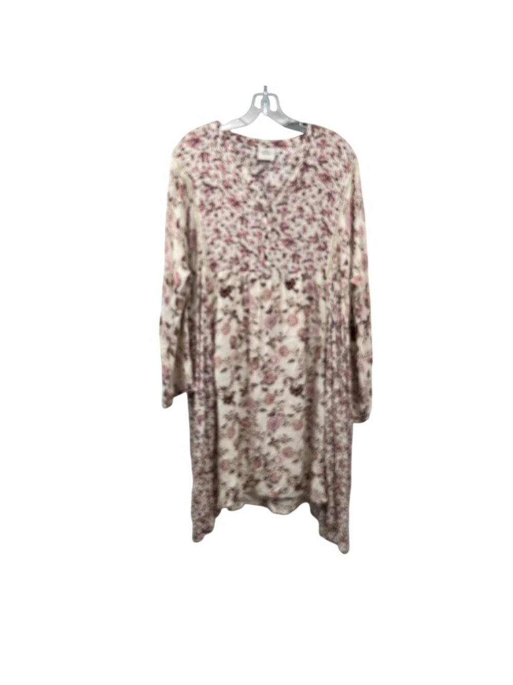 Knox Rose Floral Shift Dress Long Sleeve Cream/Pink Womens Size XL